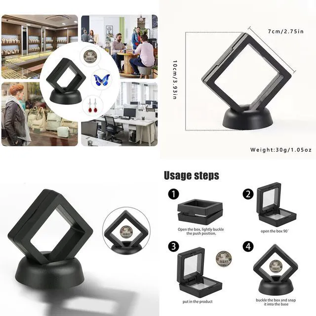 Alt view image 2 of 5 - US 20 Pcs Coin Display Box 3D Floating Frame Display Holder Jewelry Challenge