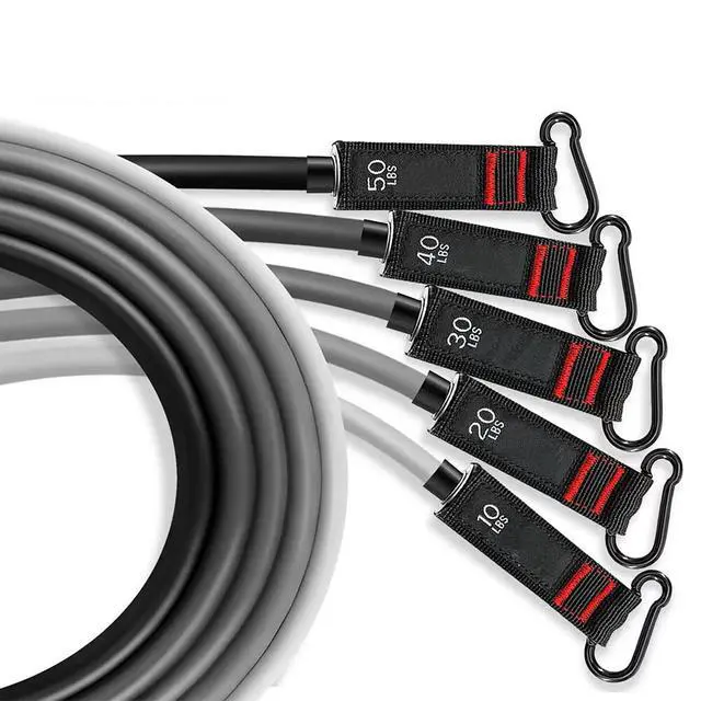Alt view image 4 of 5 - US 1 Sets of 11 Pcs Resistance Band Physical Therapy Workout Yoga Abs Exercise