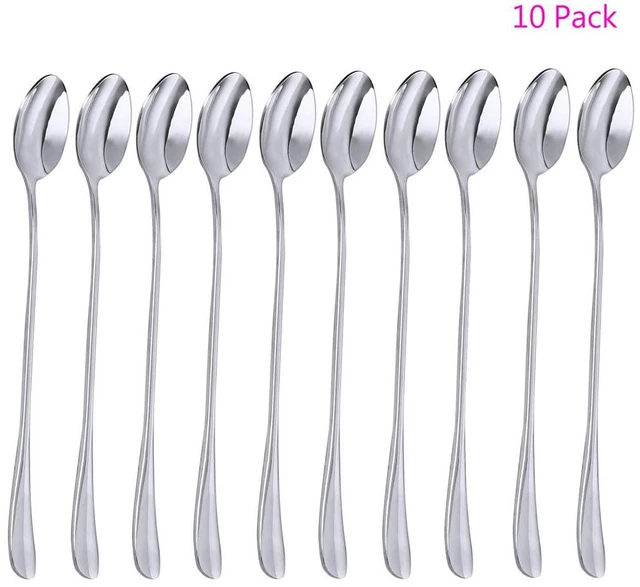 Main image of 10 Pack Magik Long Handle Stainless Steel Mixing Ice Cream Coffee Spoon Set