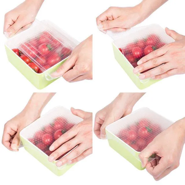 Alt view image 3 of 5 - 4~6 Pack Stretch Reusable Silicone Bowl Food Storage Wraps Cover Seal Fresh Lids