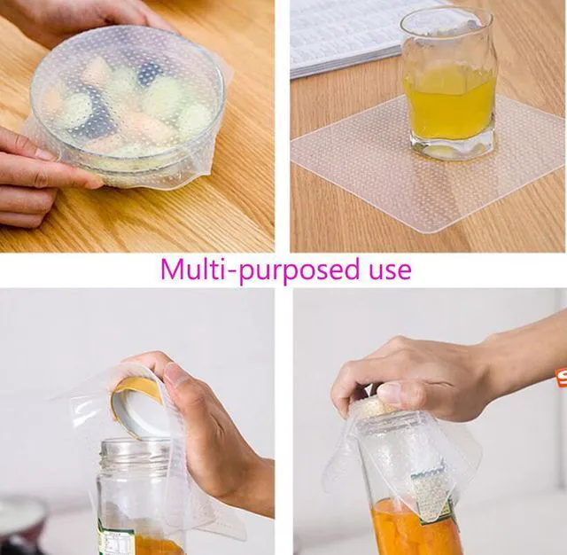 Alt view image 2 of 5 - 4~6 Pack Stretch Reusable Silicone Bowl Food Storage Wraps Cover Seal Fresh Lids