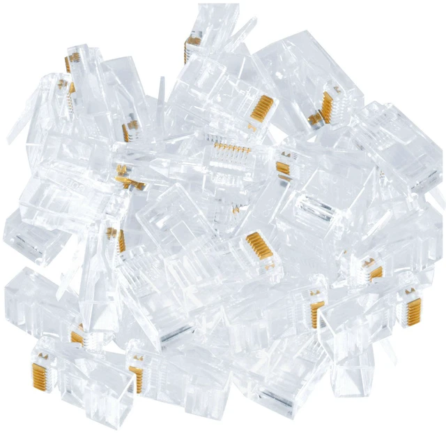 Alt view image 2 of 5 - 100 Pack RJ45 Ends CAT5E Ethernet Cable End Connectors Mocular Plugs Crimp