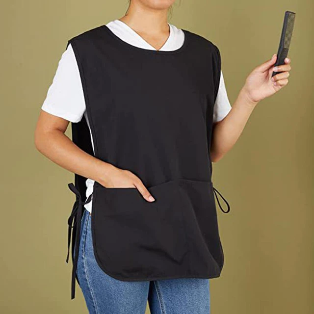 Alt view image 3 of 4 - US 1 Pack Smock Cobbler Apron Art Paint Cooking Cleaning Work Bib Striped Dirt