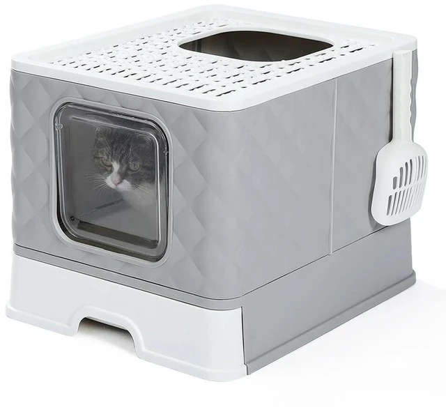 Alt view image 5 of 5 - US Gray Self-Cleaning Hooded Cat Litter Box Enclosed Large Kitty Toilet Refill