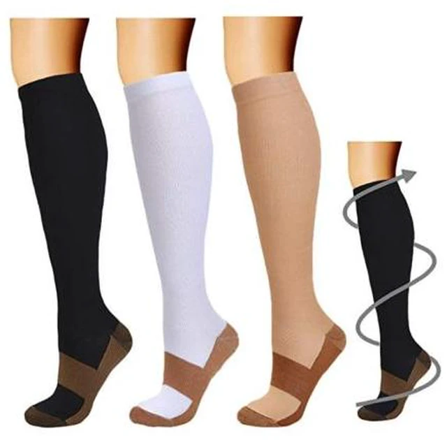 Alt view image 5 of 5 - (3 Pairs) Copper Compression Socks 20-30mmHg Graduated Support Mens Womens S-XXL L/XL