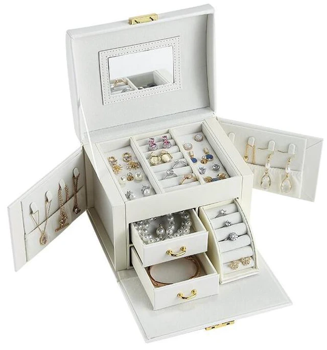 Main image of US Large Box Layers Jewelry Organizer Case Portable Travel Lockable Gift Fashion