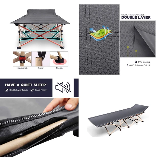 Alt view image 3 of 5 - US Portable Sleeping Bed with Carry Bag 75 inch Heavy Duty Folding Camping Cots