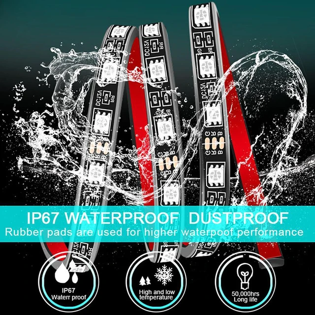 Alt view image 2 of 5 - US 4Pcs 12V Neon Accent Lights Kit Car Underglow Lights Waterproof Underglow Led