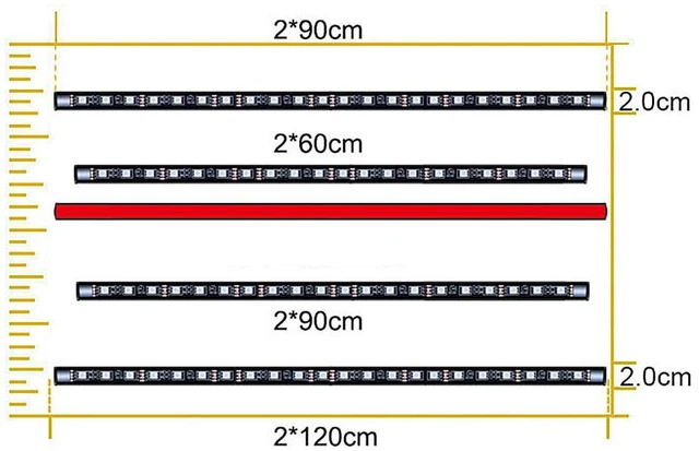 Alt view image 4 of 5 - US 4Pcs 12V Neon Accent Lights Kit Car Underglow Lights Waterproof Underglow Led