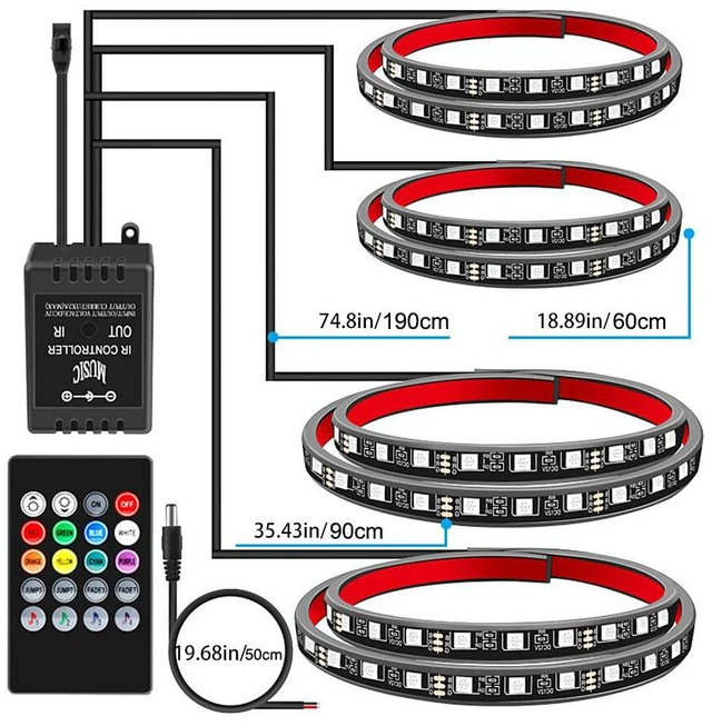 Main image of US 4Pcs 12V Neon Accent Lights Kit Car Underglow Lights Waterproof Underglow Led