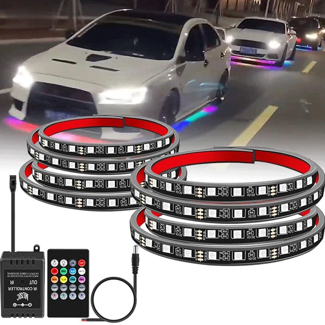 Alt view image 3 of 5 - US 4Pcs 12V Neon Accent Lights Kit Car Underglow Lights Waterproof Underglow Led