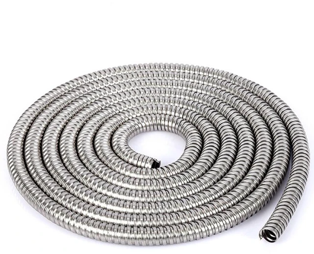Main image of US 50FT 304 Stainless Steel Water Hose Pipe Metal Garden Pipe Connector