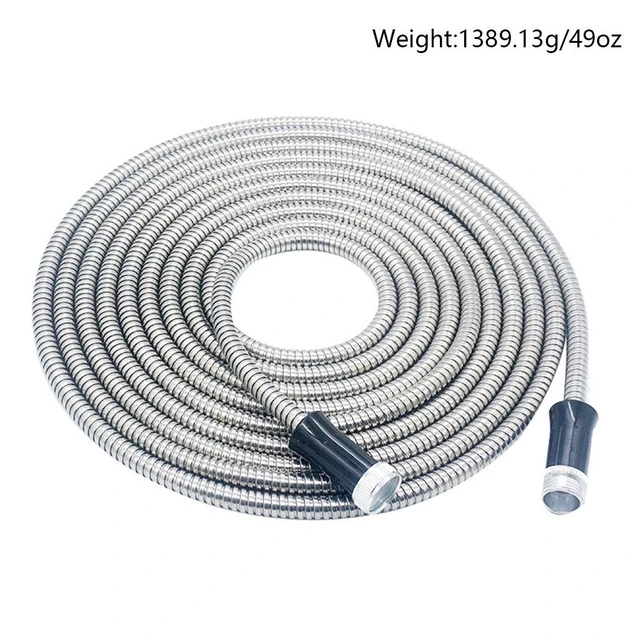 Alt view image 2 of 5 - US 50FT 304 Stainless Steel Water Hose Pipe Metal Garden Pipe Connector