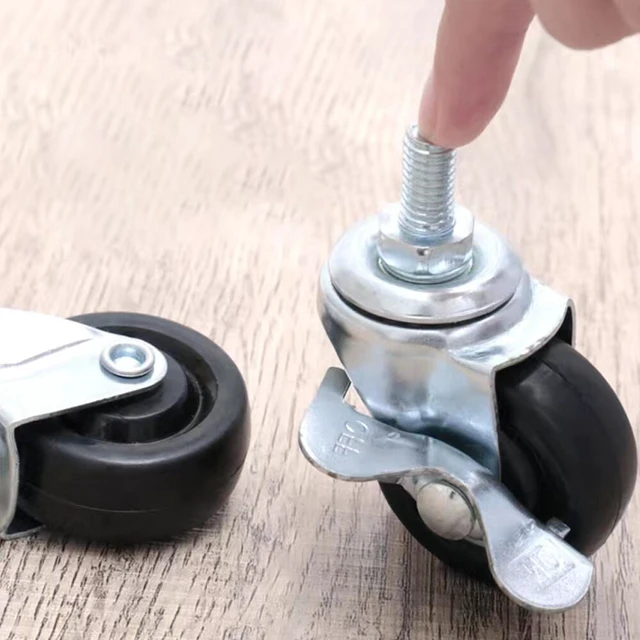 Alt view image 4 of 5 - US 8 Pc 3 Inch Rubber Casters Heavy Duty Safety Brake Wheel For Shelving Rack