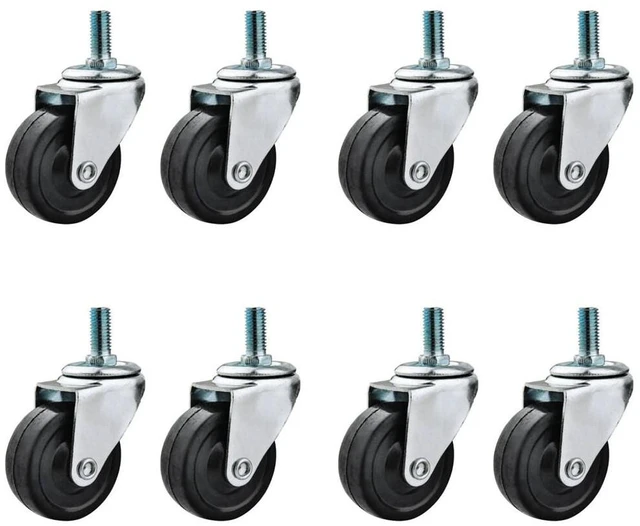 Main image of US 8 Pc 3 Inch Rubber Casters Heavy Duty Safety Brake Wheel For Shelving Rack