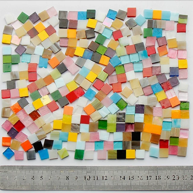 Alt view image 5 of 5 - US 1100Pack Mosaic Tile Crafts Textured Stained Glass Decorations Assorted Color