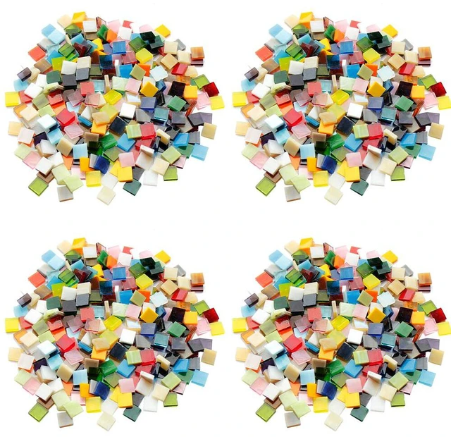 Main image of US 1100Pack Mosaic Tile Crafts Textured Stained Glass Decorations Assorted Color