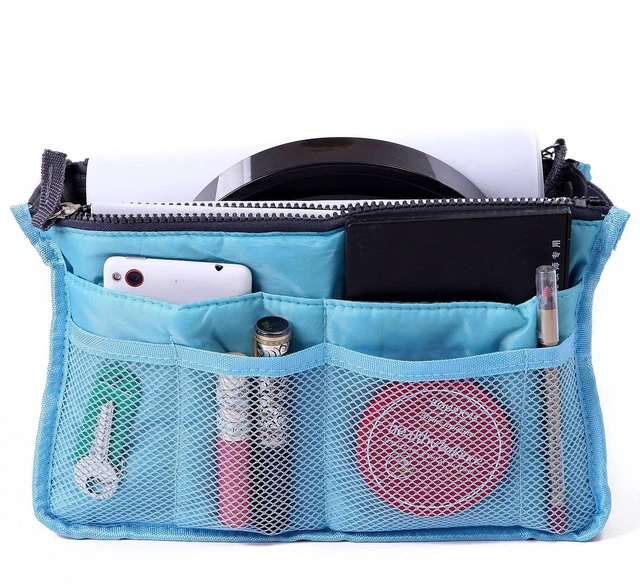 Alt view image 5 of 5 - 2 Pack Travel Insert Handbag Purse Large Liner Organizer Tidy Bags Sky Blue 2 Pack