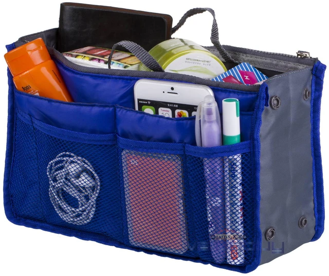 Alt view image 4 of 4 - 2 Pack Travel Insert Handbag Purse Large Liner Organizer Tidy Bags Sapphire 2 Pack