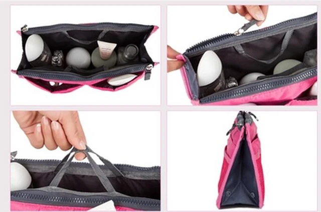 Alt view image 2 of 3 - 2 Pack Travel Insert Handbag Purse Large Liner Organizer Tidy Bags Sky Blue 2 Pack Hot Pink 2 Pack