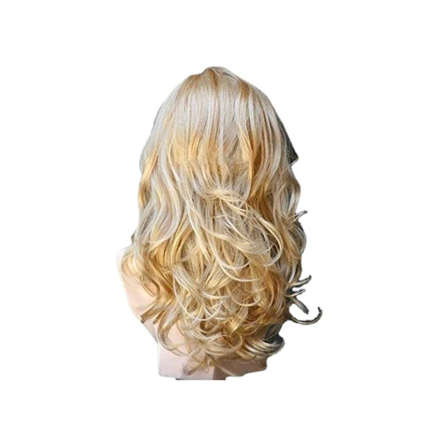 Alt view image 5 of 5 - US 1 Pcs Women Long Curly Body Wavy Heat Resistant Blonde Highlights Full Hair