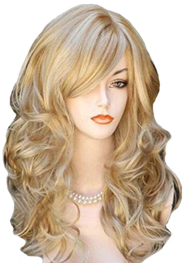 Main image of US 1 Pcs Women Long Curly Body Wavy Heat Resistant Blonde Highlights Full Hair