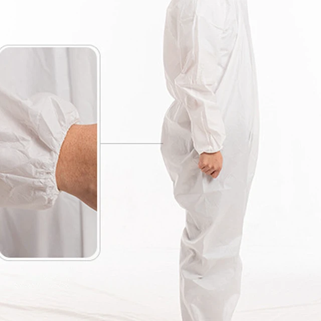 Alt view image 4 of 5 - US 2 Pack Disposable Coverall PPE Suit Biohazard Chemical Protection Isolation
