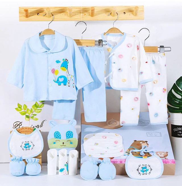 Main image of US 18 Pcs 0-6 Months Newborn Baby Boys Girls Outfit Essentials Layette Gift Set