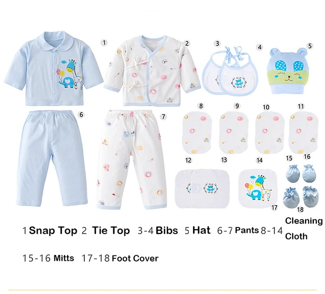 Alt view image 5 of 5 - US 18 Pcs 0-6 Months Newborn Baby Boys Girls Outfit Essentials Layette Gift Set