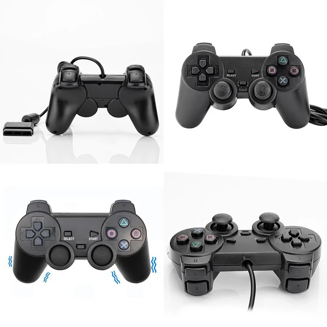 Alt view image 2 of 5 - US 2 Pack Controller For PlayStation 2 PS2 Wired Black Joystick Joypad