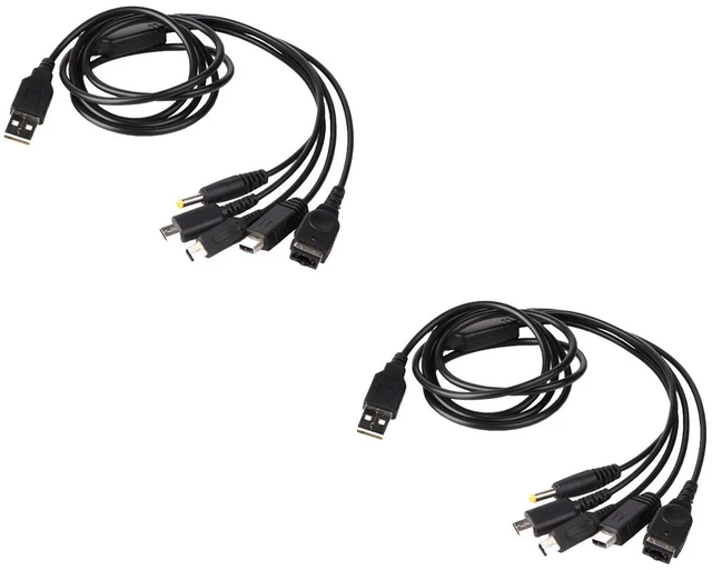 Main image of US 2Pc 5-in-1 USB Cable Nintendo 3DS, GBA SP, DS, DS Lite, DSi, 3DS XL, 2DS XL