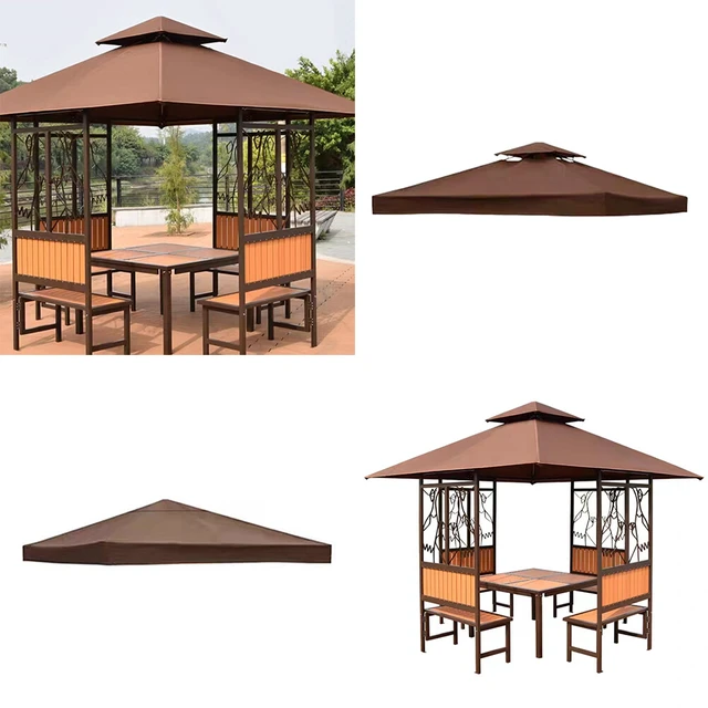 Alt view image 2 of 5 - US 10'x10' Waterproof Gazebo 1 2Tier Top Replacement Canopy UV Sunshade Cover