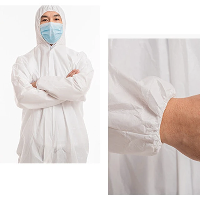 Alt view image 3 of 5 - US 2 Pack Disposable Coverall PPE Suit Biohazard Chemical Protection Isolation