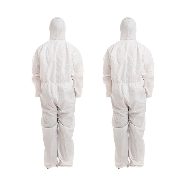 Alt view image 4 of 5 - US 2 Pack Disposable Coverall PPE Suit Biohazard Chemical Protection Isolation