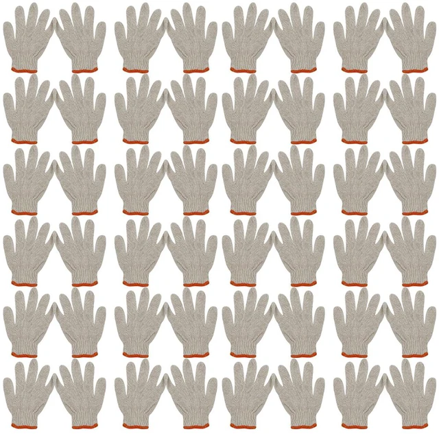 Main image of US 24 Pairs NATURAL WHITE STRING KNIT POLY COTTON WORK GLOVES Ultralight