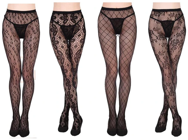 Main image of 4 Pack Lace Mesh Lingerie Garter Belt Fishnet Thigh High Stocking Pantyhose Sock