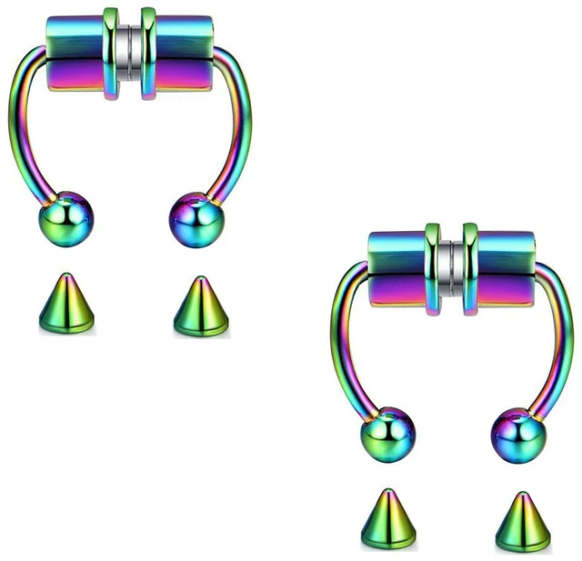 Alt view image 5 of 5 - US 1 Pcs Magnetic Septum Nose Ring Stainless Steel Fake Non Piercing Nose Clip