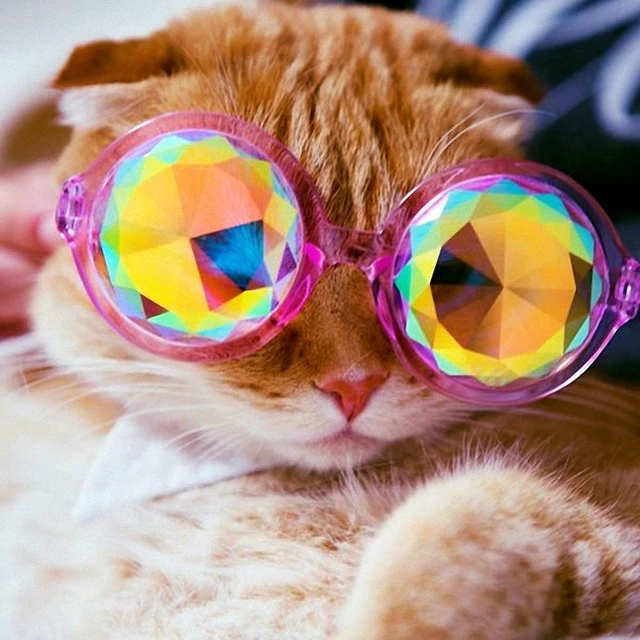 Alt view image 3 of 5 - Festival Party Rave Kaleidoscope Rainbow Round Glasses Diffraction Crystal Lens