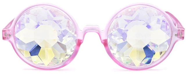 Alt view image 4 of 5 - Festival Party Rave Kaleidoscope Rainbow Round Glasses Diffraction Crystal Lens