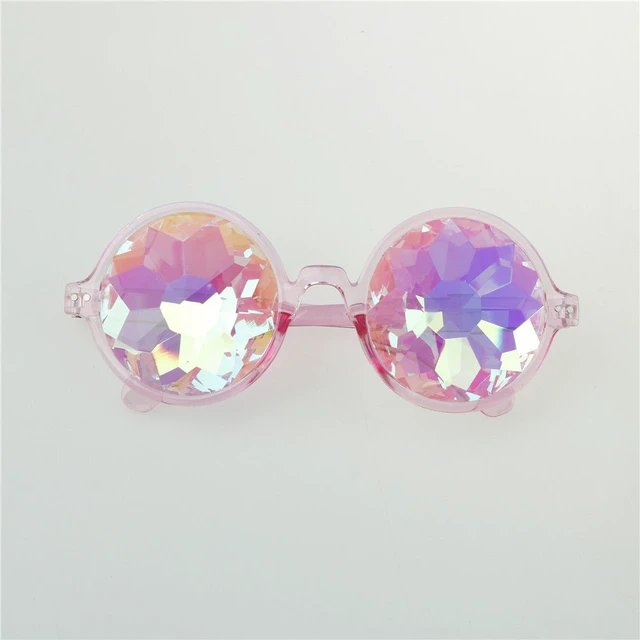 Alt view image 2 of 5 - Festival Party Rave Kaleidoscope Rainbow Round Glasses Diffraction Crystal Lens