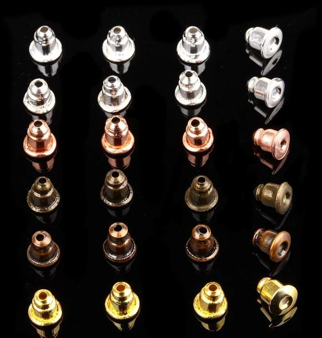 Alt view image 3 of 5 - 100pcs Stud Earring Backs Bullet Barrel Ear nut Stopper Ear Nut Bell Parts