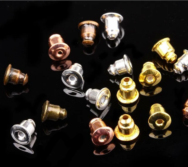 Alt view image 2 of 5 - 100pcs Stud Earring Backs Bullet Barrel Ear nut Stopper Ear Nut Bell Parts