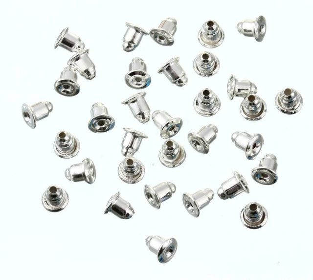 Main image of 100pcs Stud Earring Backs Bullet Barrel Ear nut Stopper Ear Nut Bell Parts