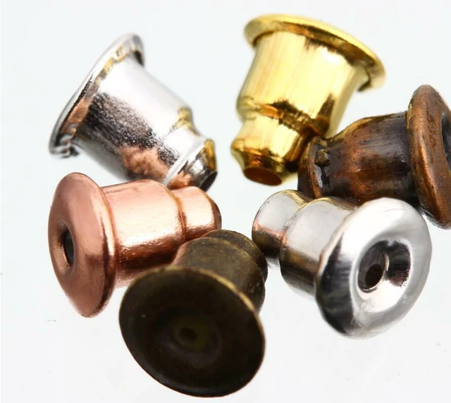 Alt view image 5 of 5 - 100pcs Stud Earring Backs Bullet Barrel Ear nut Stopper Ear Nut Bell Parts