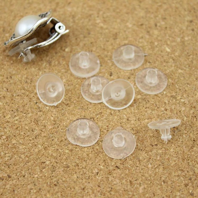 Alt view image 4 of 5 - 100 pcs 11mm Clear Silicone Pierced Earring Cushions Back Pads Disc Stoppers