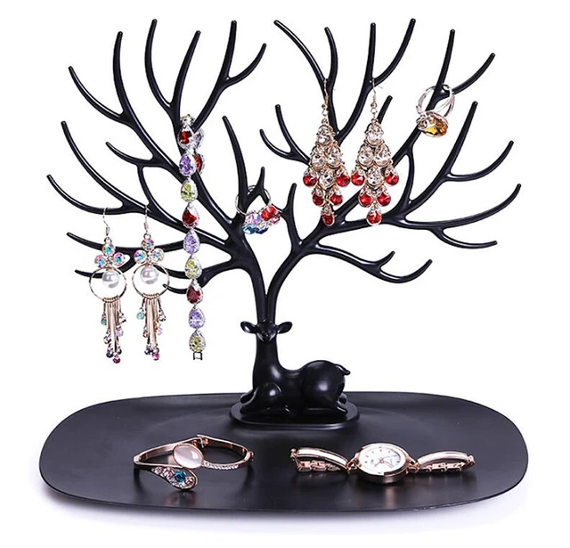 Alt view image 5 of 5 - US Jewelry Deer Tree Stand Display Organizer Necklace Ring Earring Holder Rack