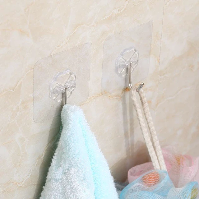 Alt view image 3 of 5 - US 10PC Strong Transparent Self-adhesive Wall Hooks Hanger Kitchen Bathroom