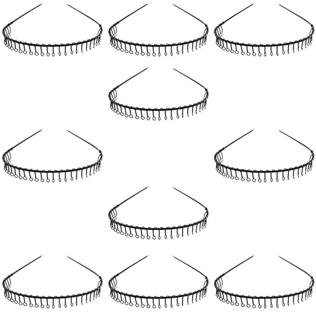 Main image of US 10 Pack Unisex Hairband Comb Headband Metal Wire with Teeth