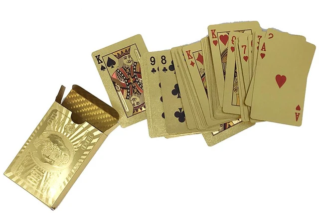 Alt view image 2 of 5 - Luxury 24K Gold Foil Poker Playing Cards Deck Carta de Baralho with Box Good AT-1-c jinsepuke meijin