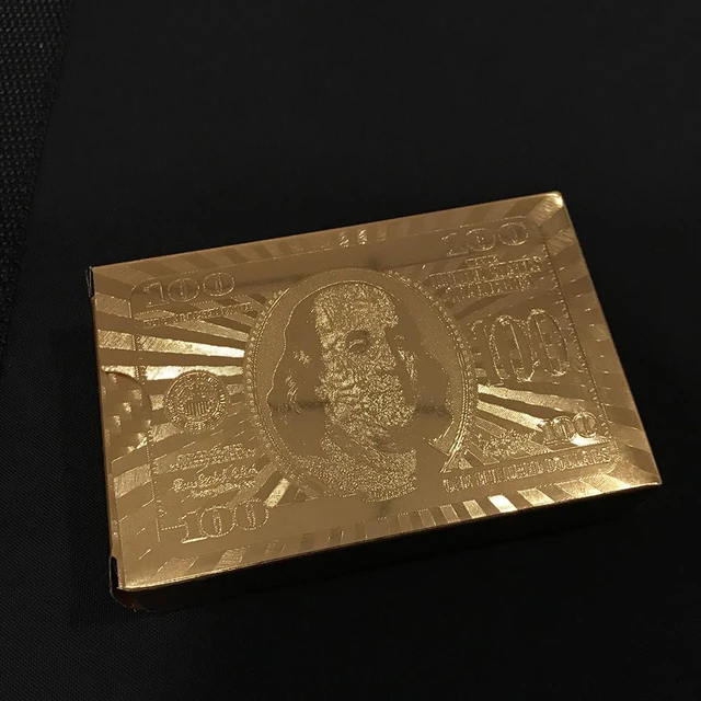 Alt view image 3 of 5 - Luxury 24K Gold Foil Poker Playing Cards Deck Carta de Baralho with Box Good AT-1-c jinsepuke meijin